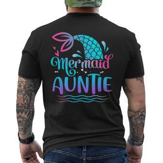 Mermaid Auntie Cute Mermaid Birthday Family Matching Men's T-shirt Back Print - Seseable