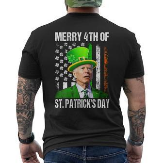 Merry 4Th Of St Patrick's Day Joe Biden Leprechaun Hat Men's T-shirt Back Print - Seseable