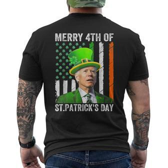 Merry 4Th Of St Patrick's Day Joe Biden Leprechaun Hat Men's T-shirt Back Print - Monsterry DE