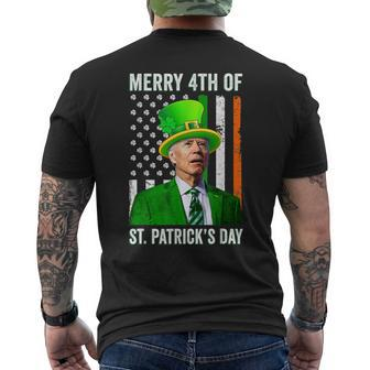 Merry 4Th Of St Patrick's Day Joe Biden Leprechaun Hat V2 Mens Back Print T-shirt - Thegiftio
