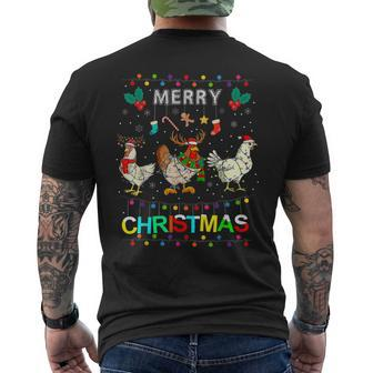 Merry Christmas Chicken Christmas Lights Ugly Sweater Mens Back Print T-shirt | Seseable UK