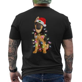 Merry Christmas German Shepherd Santa Hat Lights Xmas Mens Back Print T-shirt - Thegiftio UK