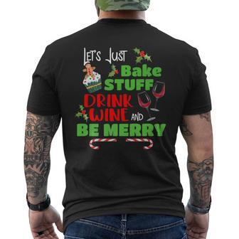 Merry Christmas Wine Baking Holiday Pajamas Mens Back Print T-shirt | Seseable CA