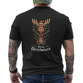 Merry Christmoose Christmas Moose Xmas Tree Lights Mens Back Print T-shirt | Seseable UK