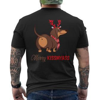 Merry Kissmyass Christmas Reindeer Dachshund Dog Lover Mens Back Print T-shirt - Thegiftio UK