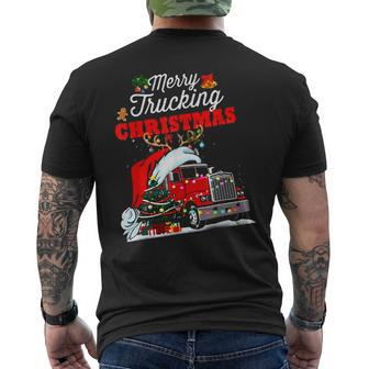 Merry Trucking Christmas Truck With Santa Hat Mens Back Print T-shirt - Seseable