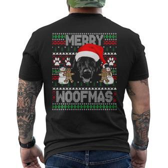 Merry Woofmas Cute Black Labrador Dog Ugly Sweater Men's T-shirt Back Print | Mazezy