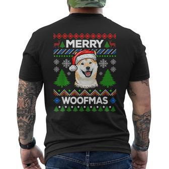Merry Woofmas Ugly Sweater Christmas Shiba Inu Lover Mens Back Print T-shirt | Seseable UK