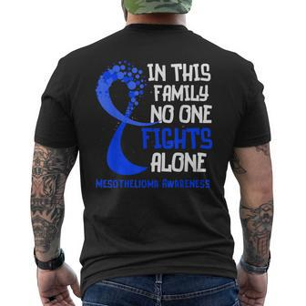 Mesothelioma Awareness Blue Ribbon Hope Family Fighter Men's T-shirt Back Print - Seseable