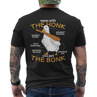 Mess With The Honk You Get The Bonk Goose Anatomy Meme Men's T-shirt Back Print | Mazezy UK