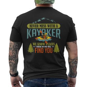 Never Mess With A Kayaker Kayak Sports Quote Men's T-shirt Back Print - Monsterry