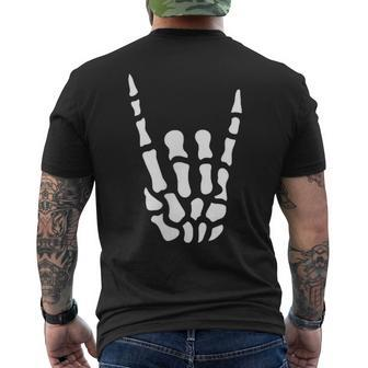 Metal Horns Skeleton Hand Heavy Metal Rock Men's T-shirt Back Print - Monsterry
