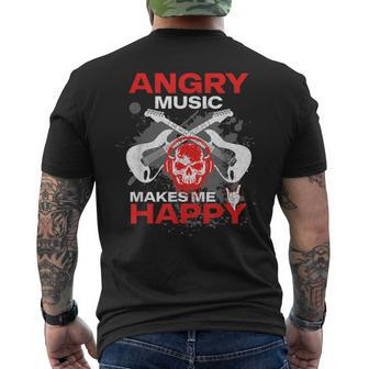 Metalhead Heavy Metal Angry Music Makes Me Happy Metal Fan Men's T-shirt Back Print - Monsterry