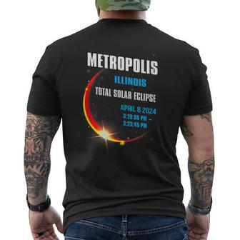 Metropolis Illinois Total Solar Eclipse 2024 Men's T-shirt Back Print - Monsterry