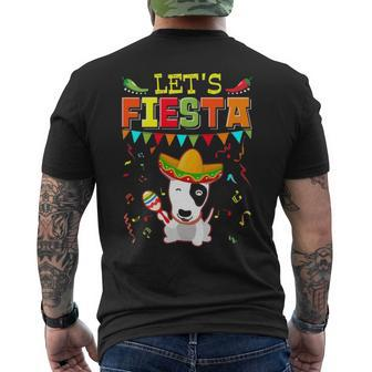 Mexican Cinco De Mayo Fiesta Let's Fiesta Bull Terrier Men's T-shirt Back Print | Mazezy
