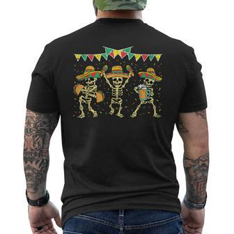 Mexican Skeleton Cinco De Mayo Sombrero Baracas Fiesta Men's T-shirt Back Print | Mazezy