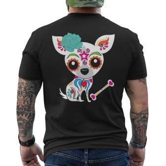 Mexican Sugar Skull Chihuahua Men's T-shirt Back Print | Mazezy