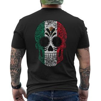 Mexico Flag Sugar Skull Mexican Vintage Men's T-shirt Back Print - Monsterry UK