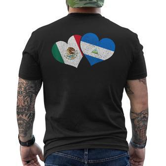 Mexico Nicaragua Hearts Mexican Nicaraguan Flag Pride Nica Men's T-shirt Back Print - Monsterry AU