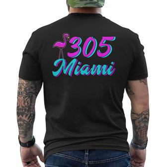 Miami 305 Dade County South Florida Pink Flamingo Mens Back Print T-shirt - Thegiftio UK