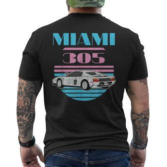 Miami 305 Vintage Florida City Beach 80S Boys Men's T-shirt Back Print - Monsterry UK