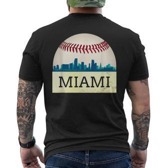 Miami Baseball Dress Cool Marlin Skyline On Giant Ball Men's T-shirt Back Print - Monsterry UK