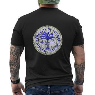 Miami Florida City Seal State Home Pride Dade County T Mens Back Print T-shirt - Thegiftio UK