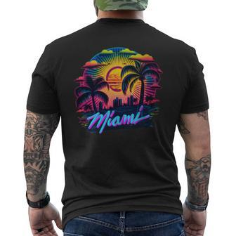Miami Florida Vibrant Colorful Miami Souvenir Men's T-shirt Back Print - Seseable