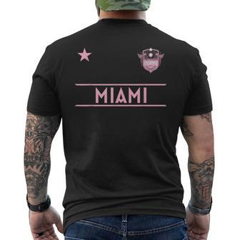 Miami Pink Palm er Badge Men's T-shirt Back Print | Mazezy