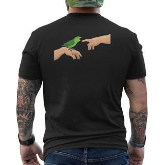 Michelangelo Angry Green Parrotlet Birb Memes Parrot Owner Mens Back Print T-shirt - Thegiftio UK
