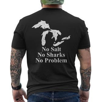 Michigan Great Lakes No Salt No Sharks No Problem Men's T-shirt Back Print - Monsterry UK