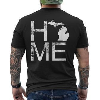Michigan Home Mi State Love Pride Map Distressed Men's T-shirt Back Print - Monsterry