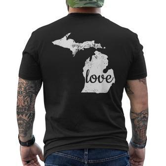 Michigan Love Mi Home State Pride Distressed Men's T-shirt Back Print - Monsterry UK
