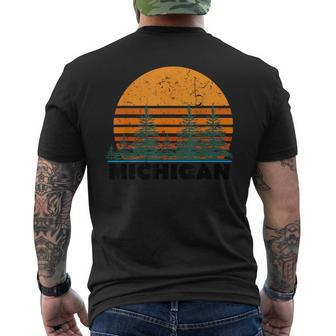 Michigan Vintage Retro Sunset Mi State Men's T-shirt Back Print - Monsterry