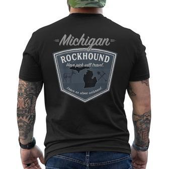 Michigan Rockhound Rock Collector Gear Back Side Print Men's T-shirt Back Print - Monsterry AU