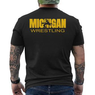 Michigan Wrestling Freestyle Wrestler Mi The Wolverine State Men's T-shirt Back Print - Monsterry