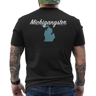 Michigangster Classic Detroit Michigan Mitten Men's T-shirt Back Print - Monsterry DE