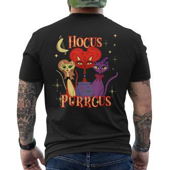 Mid-Century Modern Cats Witch Halloween Hocus Purrcus Mens Back Print T-shirt - Thegiftio UK