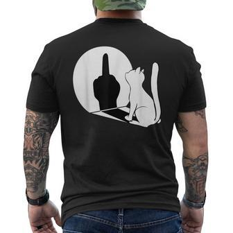 Middle Finger Cat Middle Finger Shadow S T-Shirt mit Rückendruck - Seseable