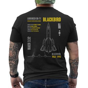 Military Aircraft Lockheed Sr-71 Blackbird Usaf Men's T-shirt Back Print - Monsterry