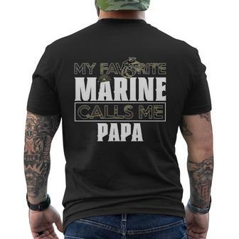 Military My Favorite Marine Calls Me Papa Mens Back Print T-shirt - Thegiftio UK