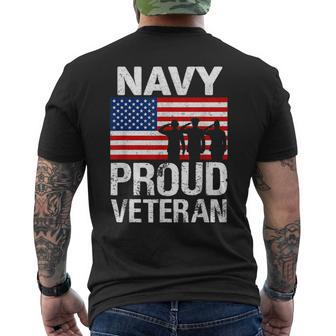 Military Red White Blue Flag Proud Navy Veteran Men's T-shirt Back Print - Monsterry AU