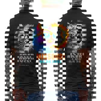 Missouri Total Solar Eclipse 2024 Cat With Eclipse Glasses Men's T-shirt Back Print | Mazezy