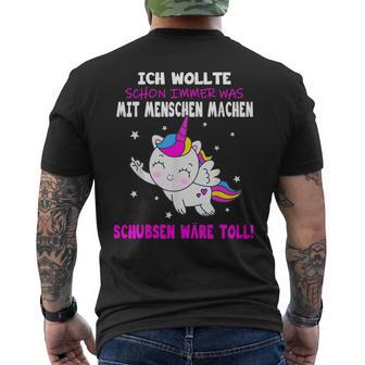 Was Mit Menschen Machen Unicorn Saying T-Shirt mit Rückendruck - Seseable