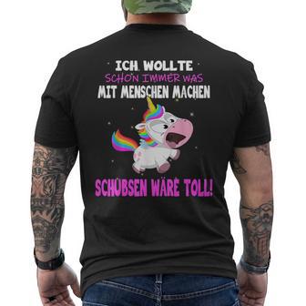 Was Mit Menschen Machen Unicorn Saying T-Shirt mit Rückendruck - Geschenkecke