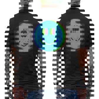 Moda De Los 90 Con Cara Sonriente Azul Psicodélico Camiseta Hombre Estampado Espalda - Regaloses