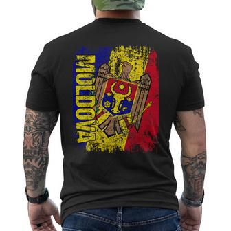 Moldova Flag Vintage Distressed Moldova Men's T-shirt Back Print - Monsterry CA