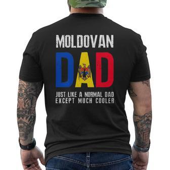Moldovan Dad Like Normal Except Cooler Moldova Flag Mens Back Print T-shirt | Mazezy