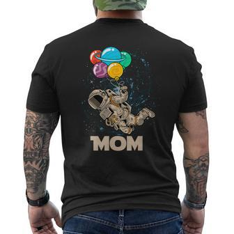 Mom Of Birthday Astronaut With Balloons Planets In Space Men's T-shirt Back Print - Monsterry AU