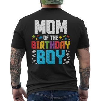Mom Of The Birthday Boy Master Builder Building Blocks Men's T-shirt Back Print - Monsterry